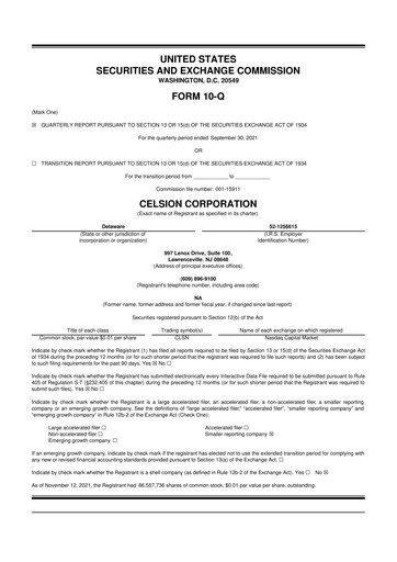 Miniature Imunon 10-Q Rapport trimestriel 2021 