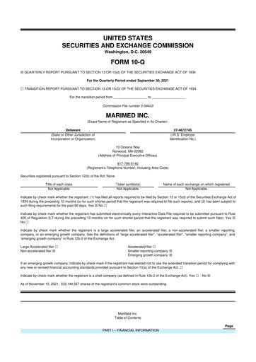 Thumbnail MariMed 10-Q Quarterly Report FY2021 