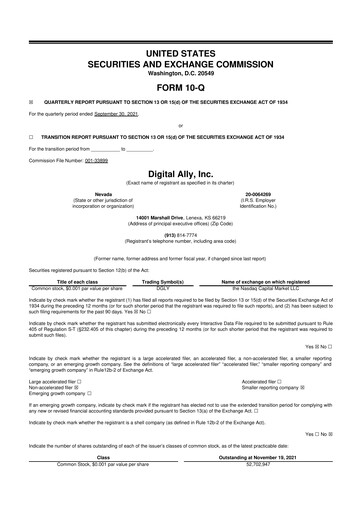 Thumbnail Digital Ally 10-Q Quarterly Report FY2021 