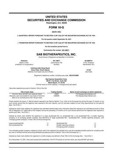 Thumbnail SAB Biotherapeutics 10-Q Quarterly Report FY2021 