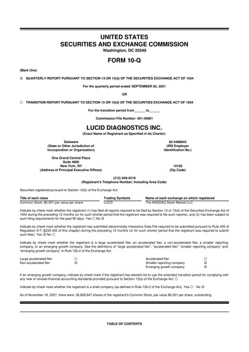 Miniature Lucid Diagnostics 10-Q Rapport trimestriel 2021 