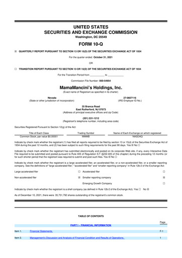 Thumbnail Mama's Creations 10-Q Quarterly Report FY2022 