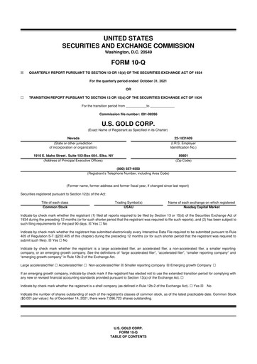 Thumbnail U.S. Gold Corp 10-Q Quarterly Report FY2022 