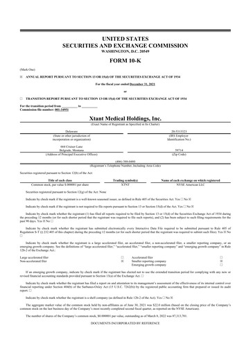 Thumbnail Xtant Medical 10-K Annual Report 2021