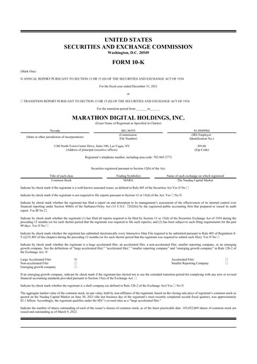 Vorschaubild MARA Holdings
 10-K Jahresbericht 2021