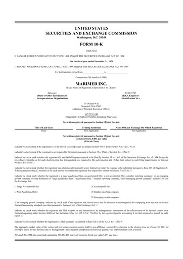 Thumbnail MariMed 10-K Annual Report 2021