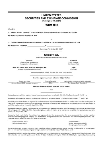 Vorschaubild Celcuity Inc. 10-K Jahresbericht 2021