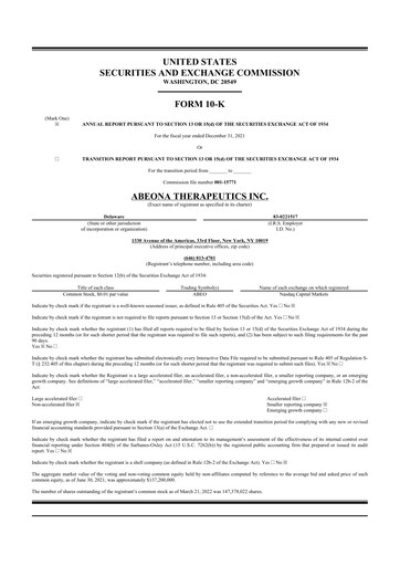 Thumbnail Abeona Therapeutics
 10-K Annual Report 2021