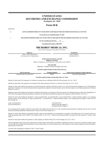 Thumbnail Microbot Medical
 10-K Annual Report 2021