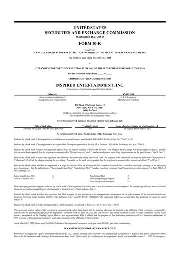 Thumbnail Inspired Entertainment 10-K Annual Report 2021