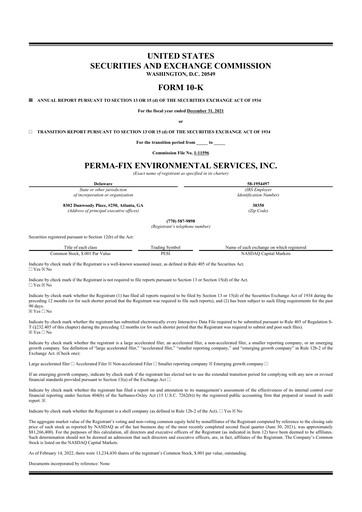 Thumbnail Perma-Fix Environmental Services 10-K Annual Report 2021