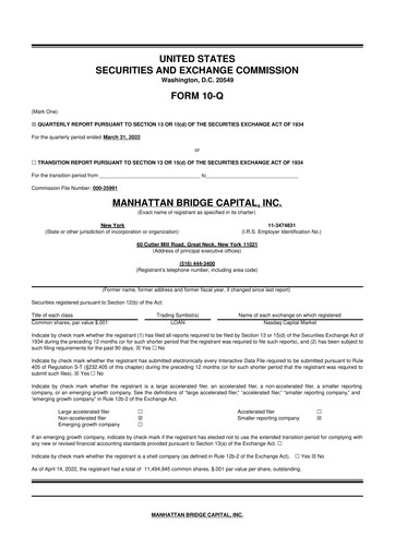 Vorschaubild Manhattan Bridge Capital
 10-Q Quartalsbericht 2022 