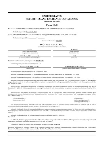 Thumbnail Digital Ally 10-K Annual Report 2021