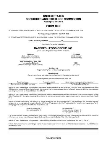 Thumbnail Barfresh Food Group 10-Q Quarterly Report FY2022 