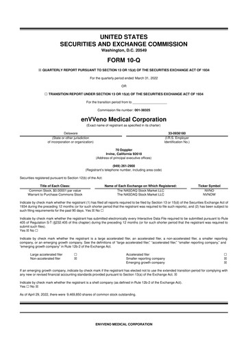 Thumbnail enVVeno Medical Corporation 10-Q Quarterly Report FY2022 