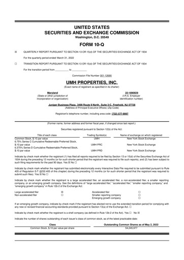 Thumbnail UMH Properties 10-Q Quarterly Report FY2022 