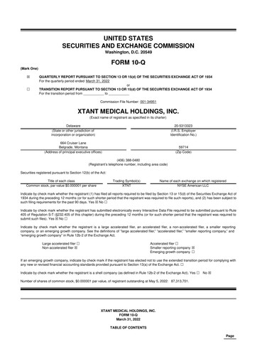 Thumbnail Xtant Medical 10-Q Quarterly Report FY2022 