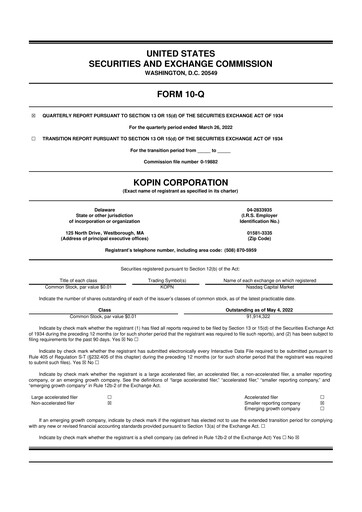 Thumbnail Kopin Corporation
 10-Q Quarterly Report FY2022 