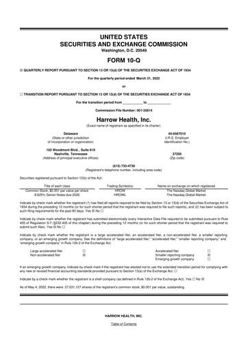 Vorschaubild Harrow, Inc. 10-Q Quartalsbericht 2022 