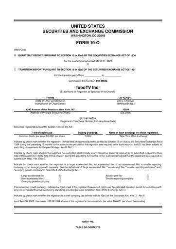 Thumbnail fuboTV 10-Q Quarterly Report FY2022 