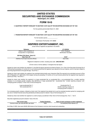 Thumbnail Inspired Entertainment 10-Q Quarterly Report FY2022 