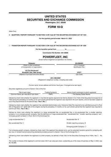 Thumbnail PowerFleet
 10-Q Quarterly Report FY2022 