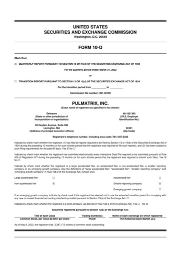 Thumbnail Pulmatrix 10-Q Quarterly Report FY2022 