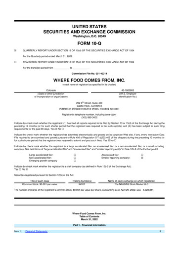 Vorschaubild Where Food Comes From 10-Q Quartalsbericht 2022 