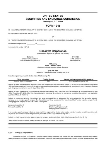 Thumbnail OncoCyte
 10-Q Quarterly Report FY2022 