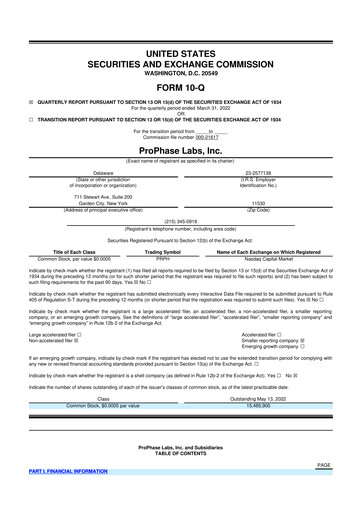 Vorschaubild ProPhase Labs 10-Q Quartalsbericht 2022 