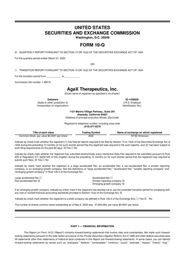 Miniature Serina Therapeutics 10-Q Rapport trimestriel 2022 