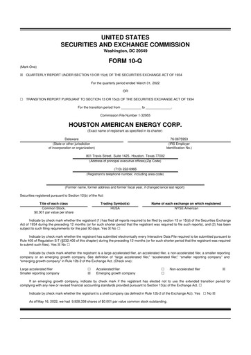 Thumbnail Houston American Energy 10-Q Quarterly Report FY2022 