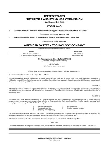 Vorschaubild American Battery Technology Company 10-Q Quartalsbericht 2022 