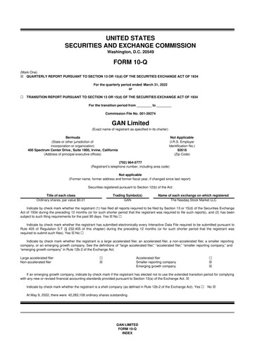 Thumbnail GAN 10-Q Quarterly Report FY2022 