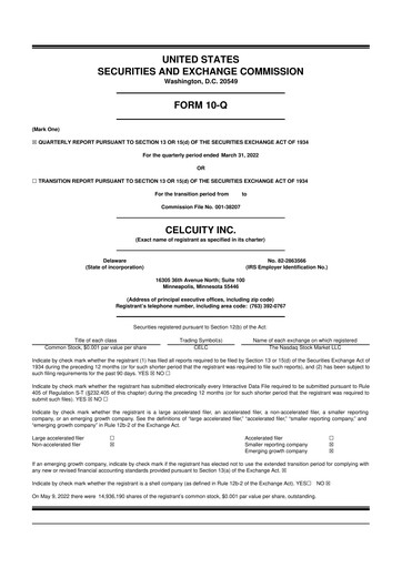 Thumbnail Celcuity Inc. 10-Q Quarterly Report FY2022 