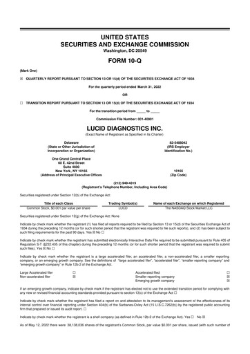 Miniature Lucid Diagnostics 10-Q Rapport trimestriel 2022 