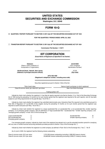 Thumbnail IDT Corporation
 10-Q Quarterly Report FY2022 