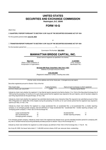 Vorschaubild Manhattan Bridge Capital
 10-Q Quartalsbericht 2022 