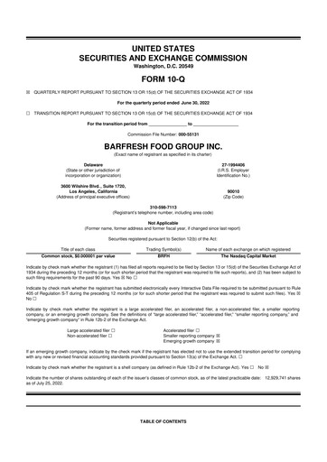 Thumbnail Barfresh Food Group 10-Q Quarterly Report FY2022 
