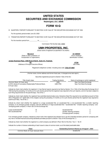 Thumbnail UMH Properties 10-Q Quarterly Report FY2022 