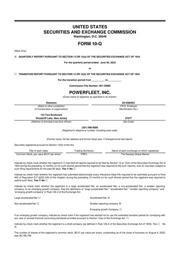 Thumbnail PowerFleet
 10-Q Quarterly Report FY2022 