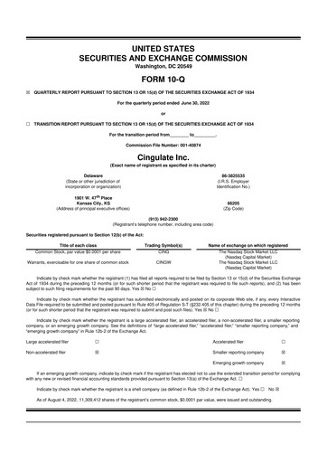 Miniature Cingulate 10-Q Rapport trimestriel 2022 