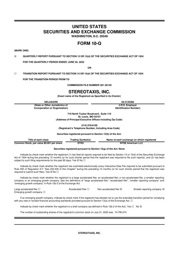 Vorschaubild Stereotaxis 10-Q Quartalsbericht 2022 