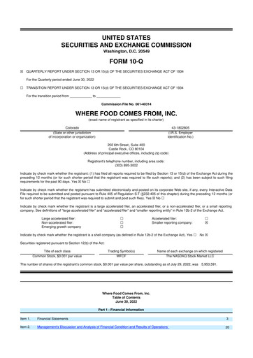 Vorschaubild Where Food Comes From 10-Q Quartalsbericht 2022 