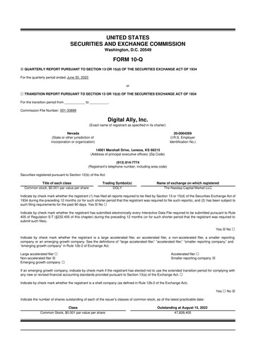 Thumbnail Digital Ally 10-Q Quarterly Report FY2022 