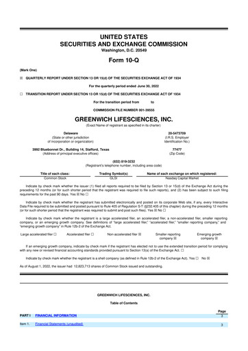 Thumbnail Greenwich LifeSciences 10-Q Quarterly Report FY2022 