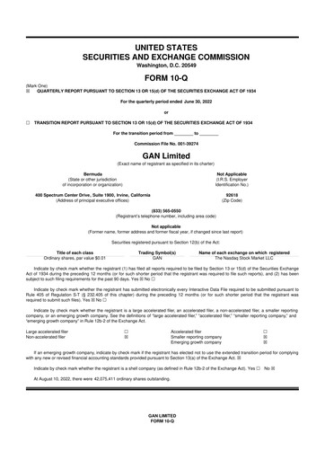 Thumbnail GAN 10-Q Quarterly Report FY2022 