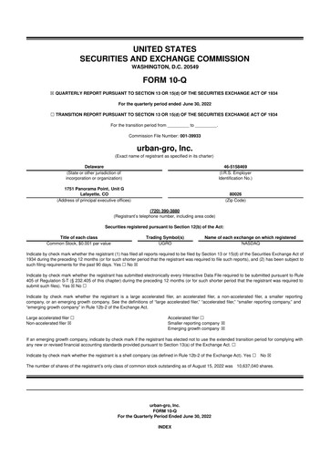 Thumbnail Urban-gro
 10-Q Quarterly Report FY2022 