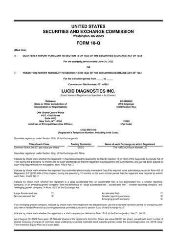 Miniature Lucid Diagnostics 10-Q Rapport trimestriel 2022 