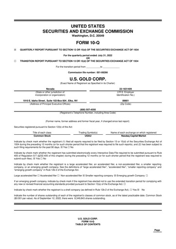 Thumbnail U.S. Gold Corp 10-Q Quarterly Report FY2023 